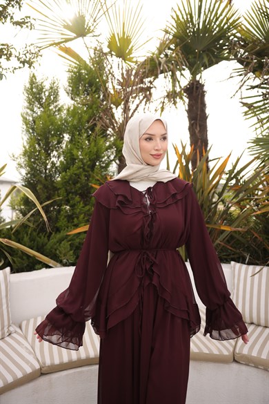 Yaka Ve Kol VolanlI Takım Bordo