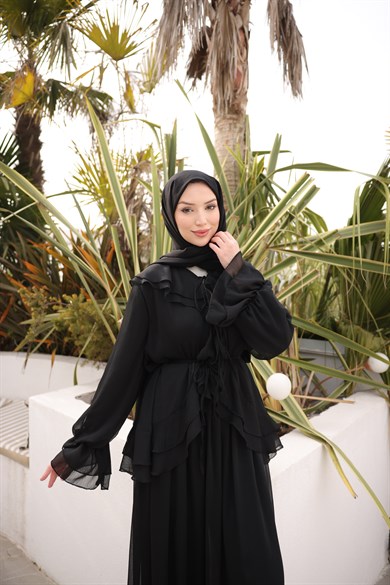 Yaka Ve Kol VolanlI Takım Siyah