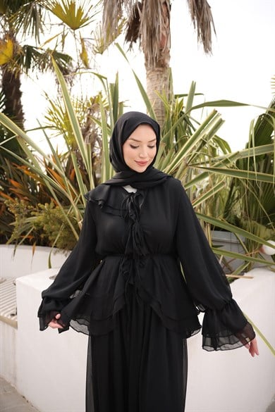 Yaka Ve Kol VolanlI Takım Siyah