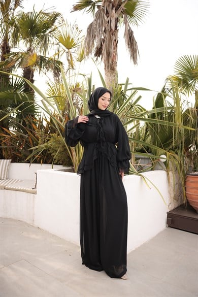 Yaka Ve Kol VolanlI Takım Siyah