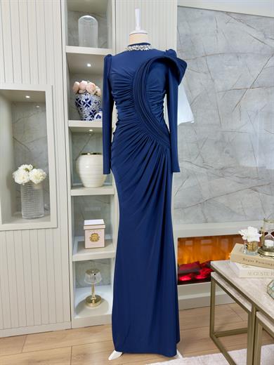 Zarif Tasarım Abiye Lacivert