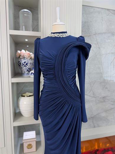 Zarif Tasarım Abiye Lacivert