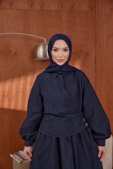 Zarif Tasarım Elbise Lacivert