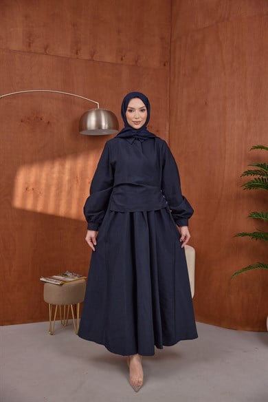 Zarif Tasarım Elbise Lacivert