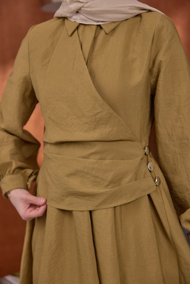 Zarif Tasarım Elbise Yağ Yeşili