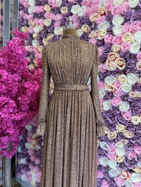 Zara Sequin Evening Dress Copper