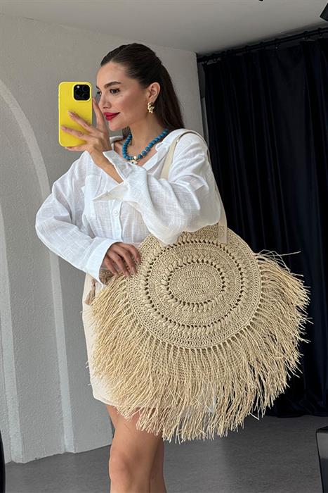  Evie Oversize Keten Gömlek- Beyaz