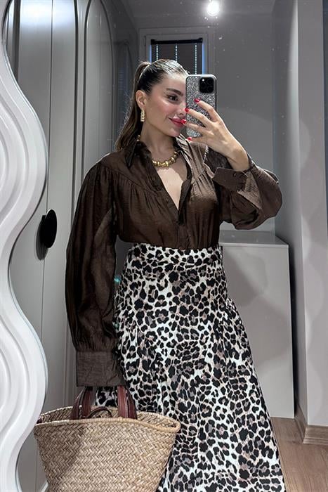 Lesdy Leopar Desen Uzun Etek