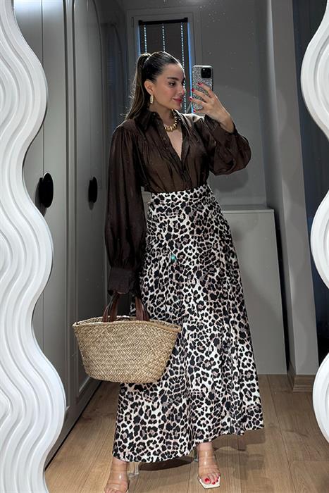  Lesdy Leopar Desen Uzun Etek