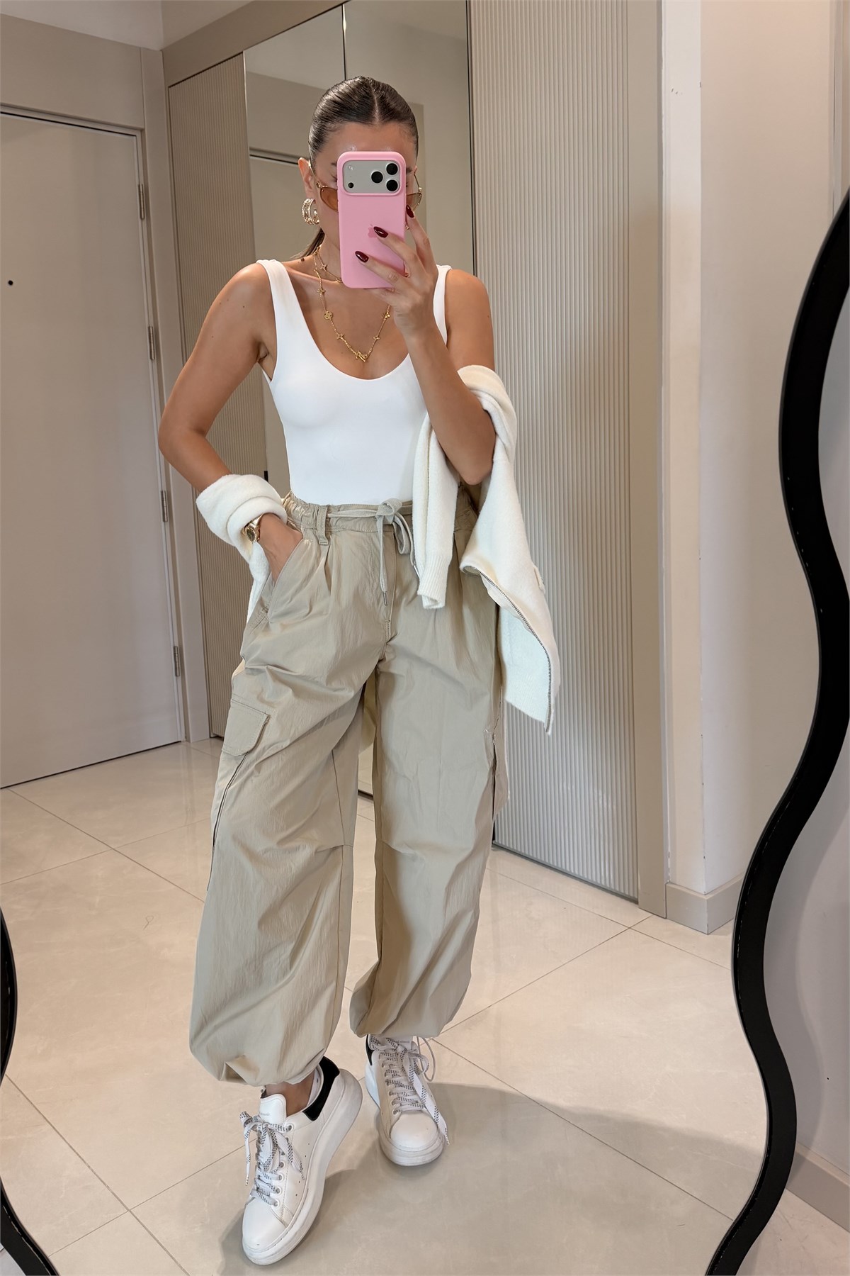 Adara Taş Beli Bağcıklı Kargo Pantolon