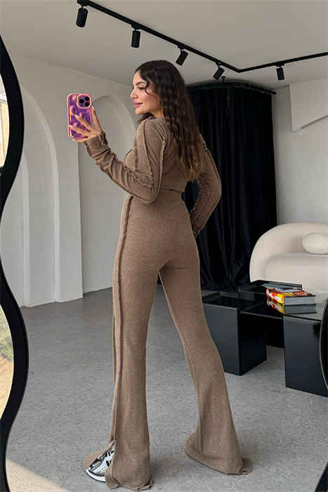 Adel ters dikişli karamel kırçıllı takım