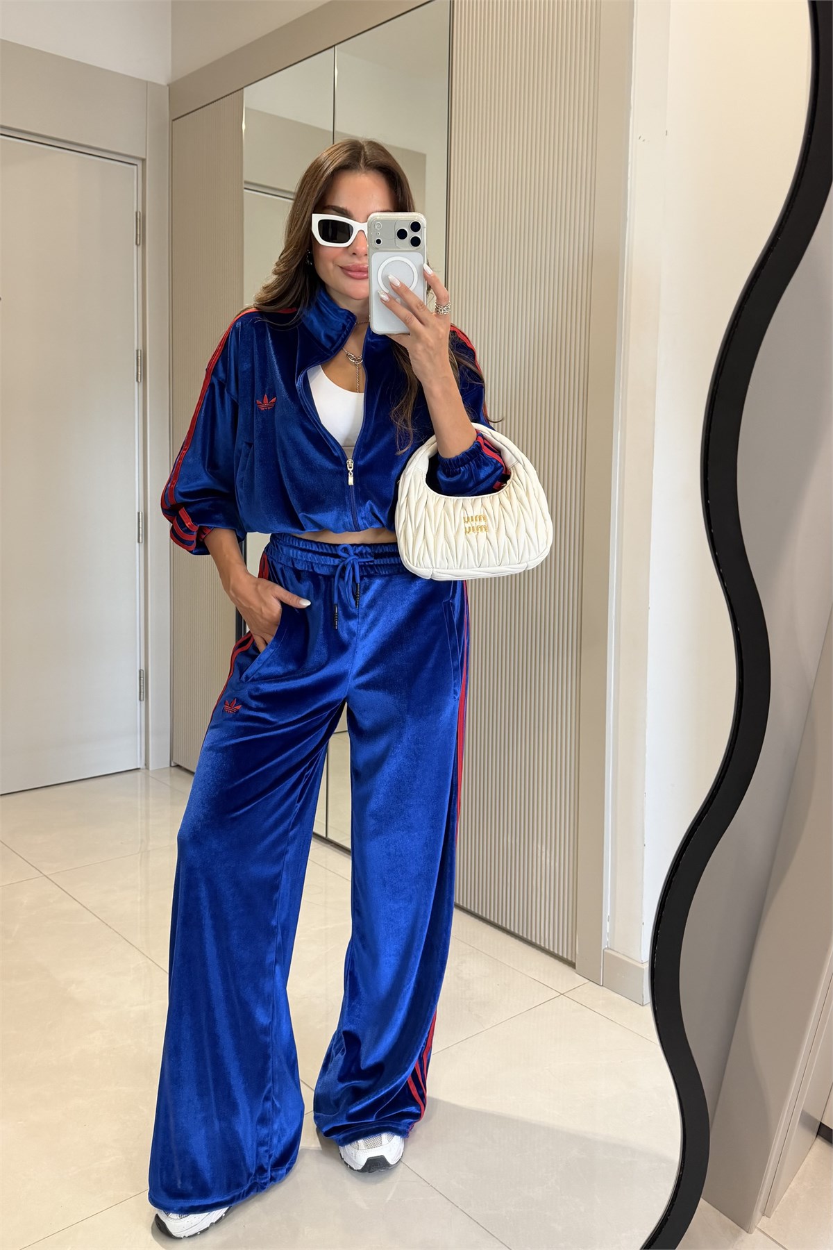 Adelina Lacivert Kadife Marka Model Takım