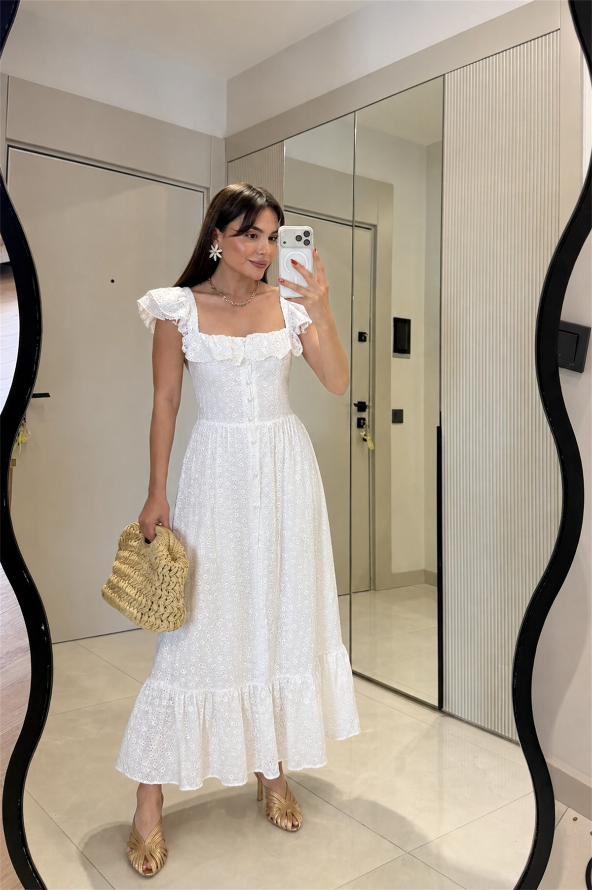 Adelita Beyaz Fisto Maxi Elbise