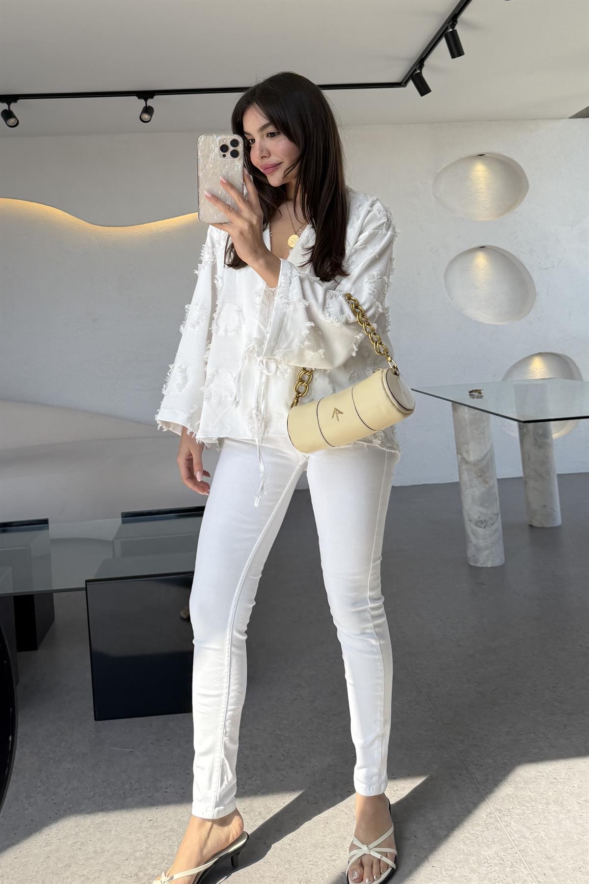 Adrew Beyaz Skinny Jean