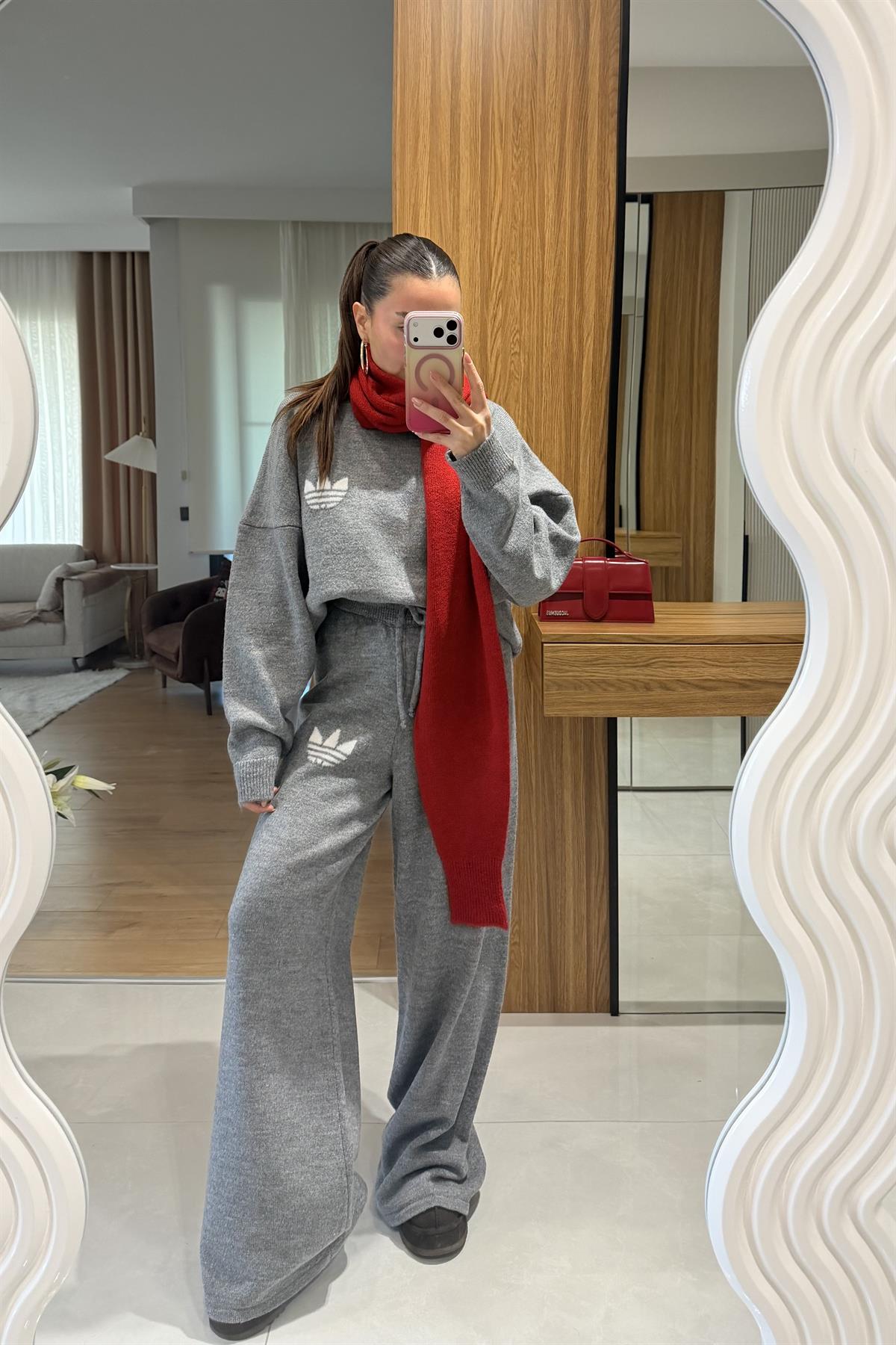 Agatha Antrasit Triko Takım