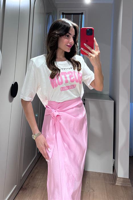 Ahel Yandan Bağlamalı Pembe Etek 