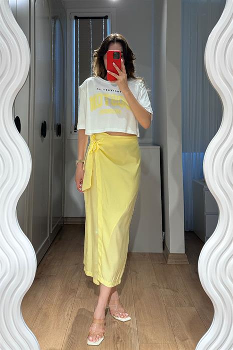 Ahel Yandan Bağlamalı Sarı Etek 