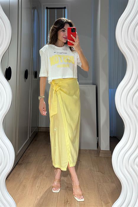 Ahel Yandan Bağlamalı Sarı Etek 