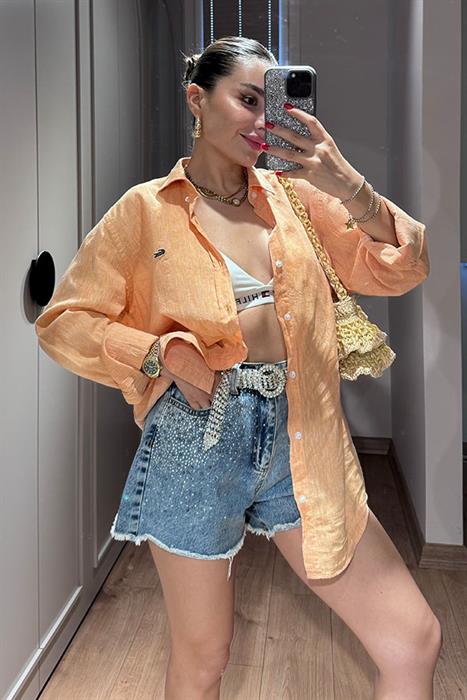 Airell  Orjinal Taşlı Tasarım Kot Şort