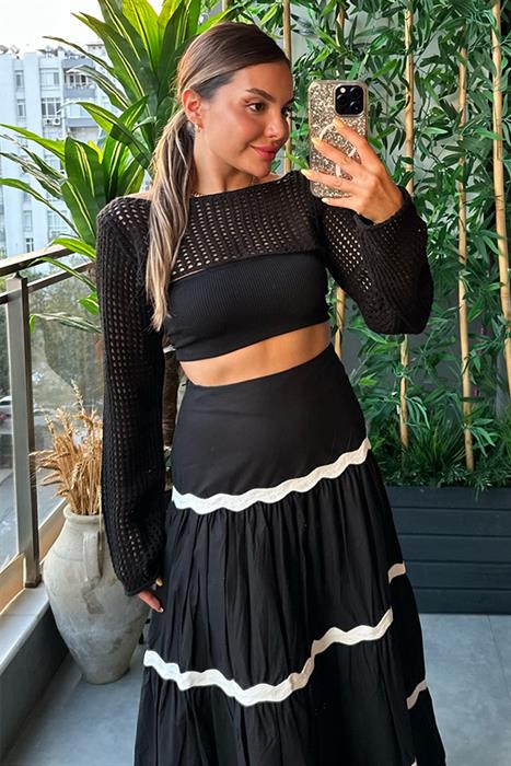 Ajur Detaylı Bolero - Siyah