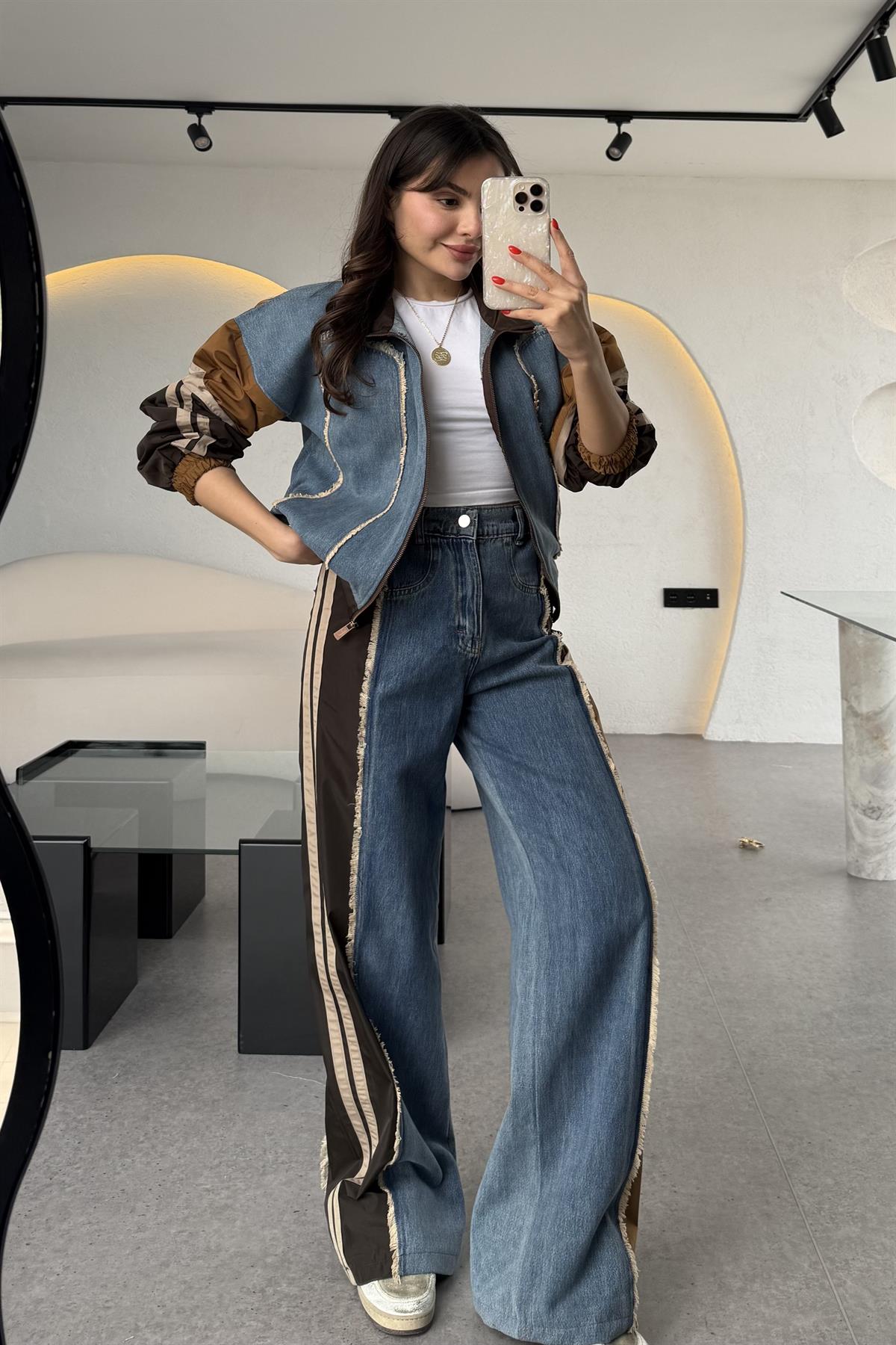 Alaska Kahve Kot Paraşüt Karışımlı Tasarım Takım