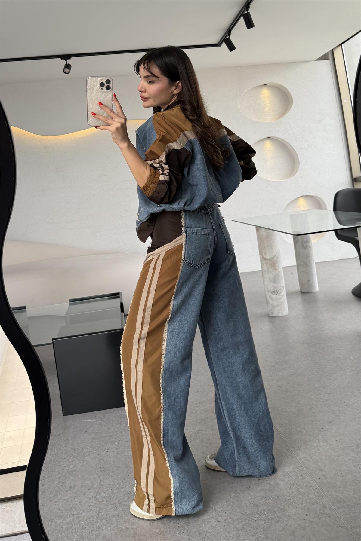 Alaska Kahve Kot Paraşüt Karışımlı Tasarım Takım