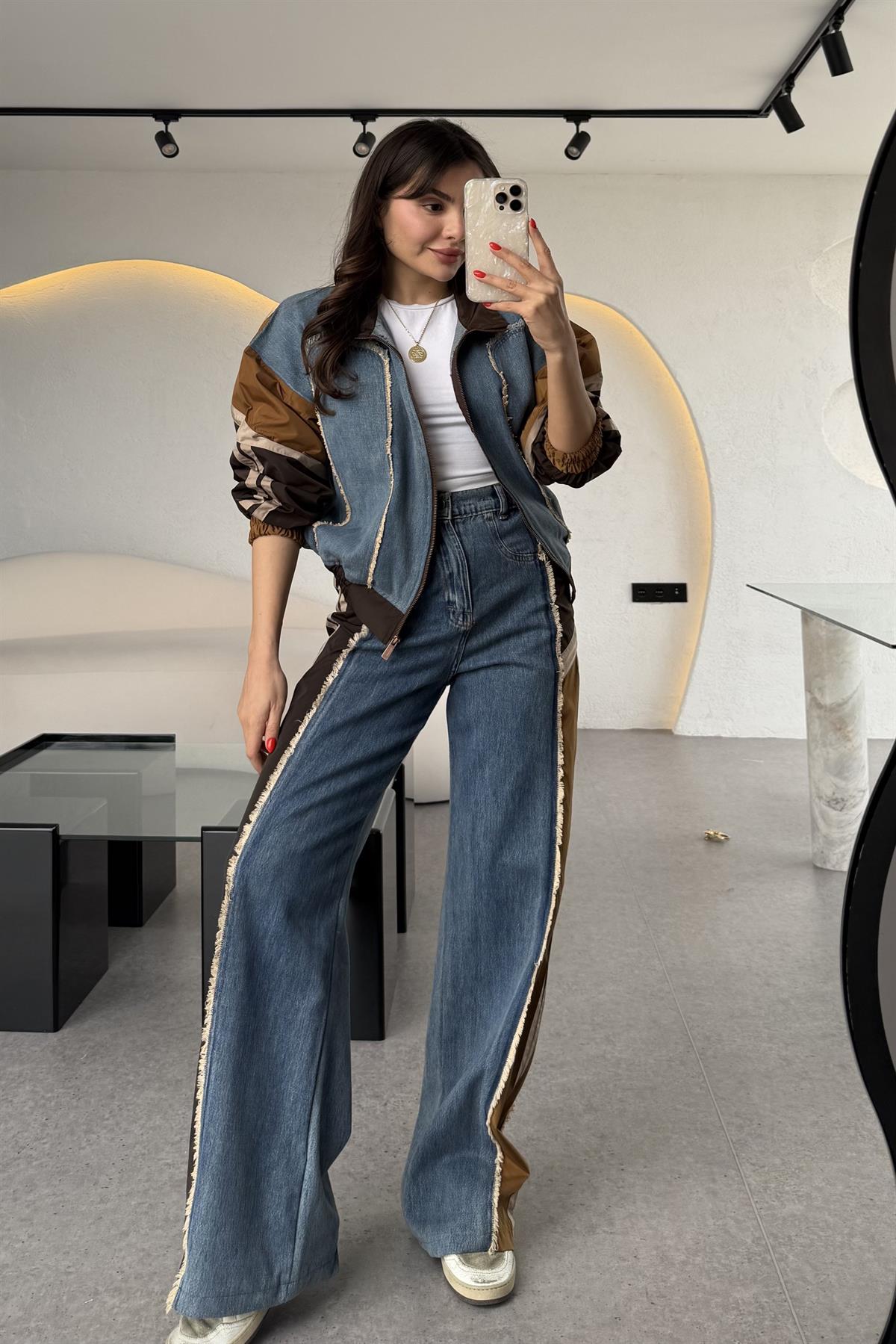 Alaska Kahve Kot Paraşüt Karışımlı Tasarım Takım