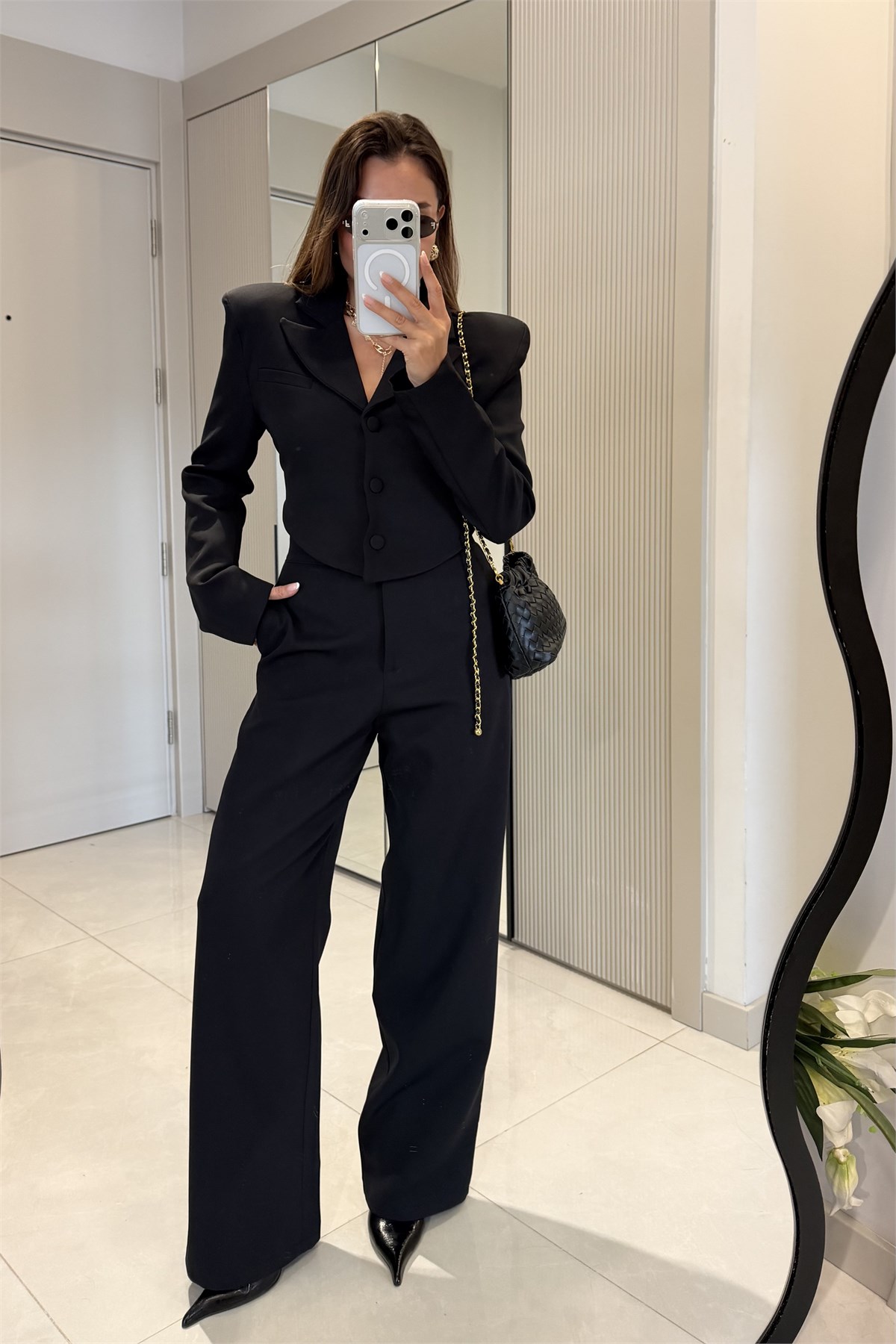 Alessia Siyah Sırt Dekolteli Premium Takım