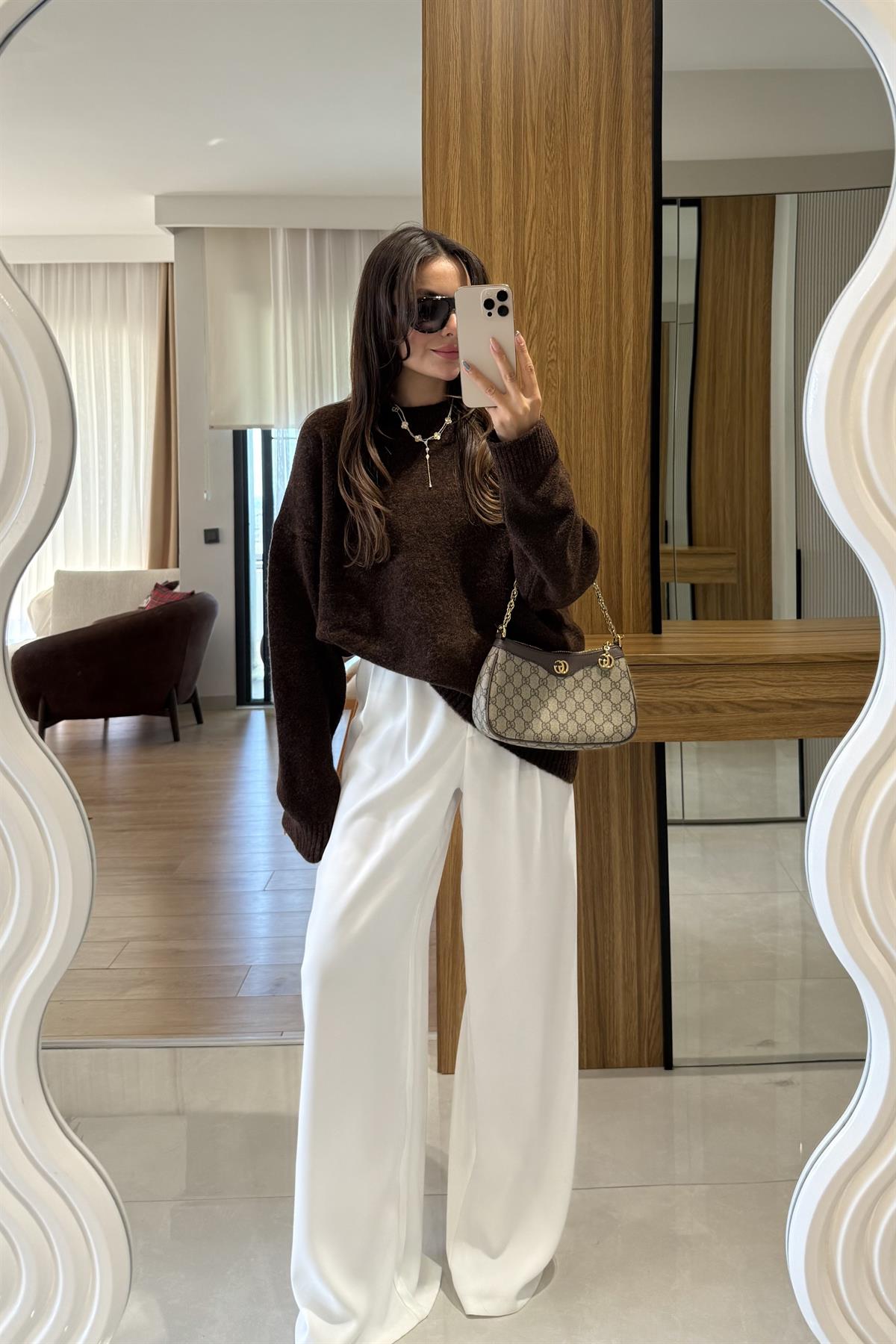 Alesya Kahve Premium Dokulu Kazak