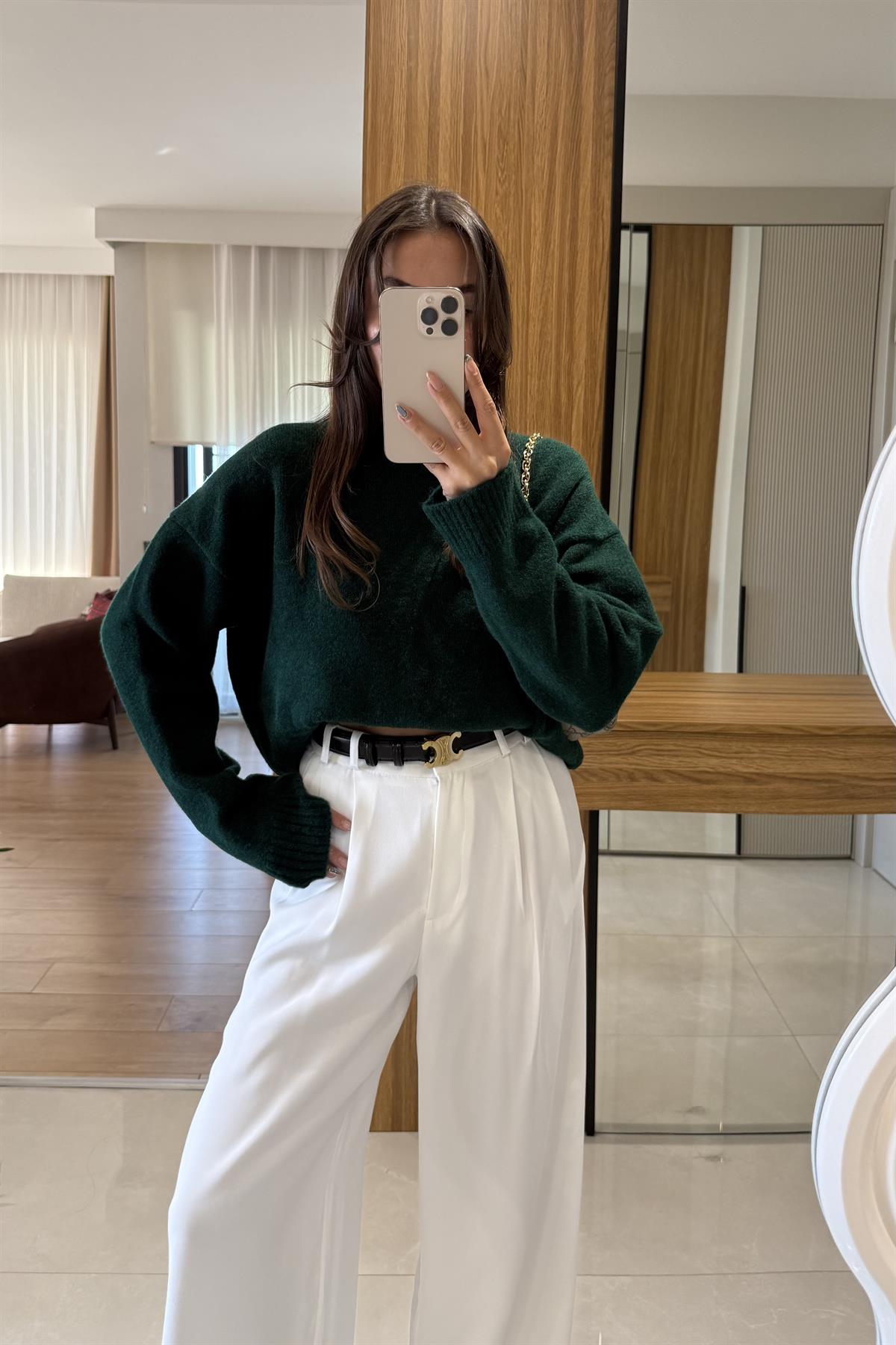 Alesya Zümrüt Premium Dokulu Kazak