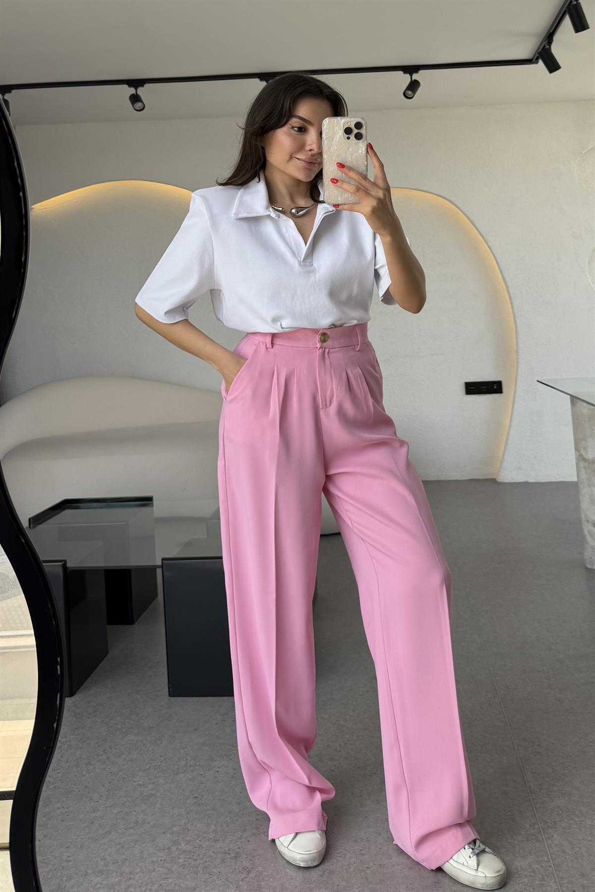 Alexa Pembe Pileli Palazzo Pantolon 