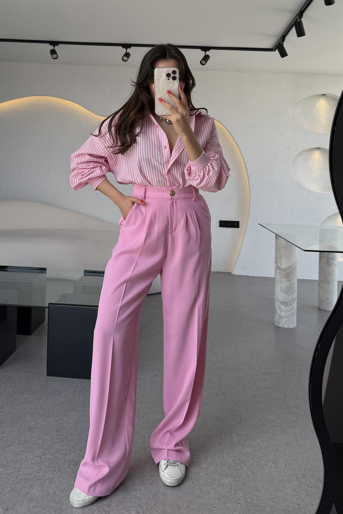 Alexa Pembe Pileli Palazzo Pantolon 