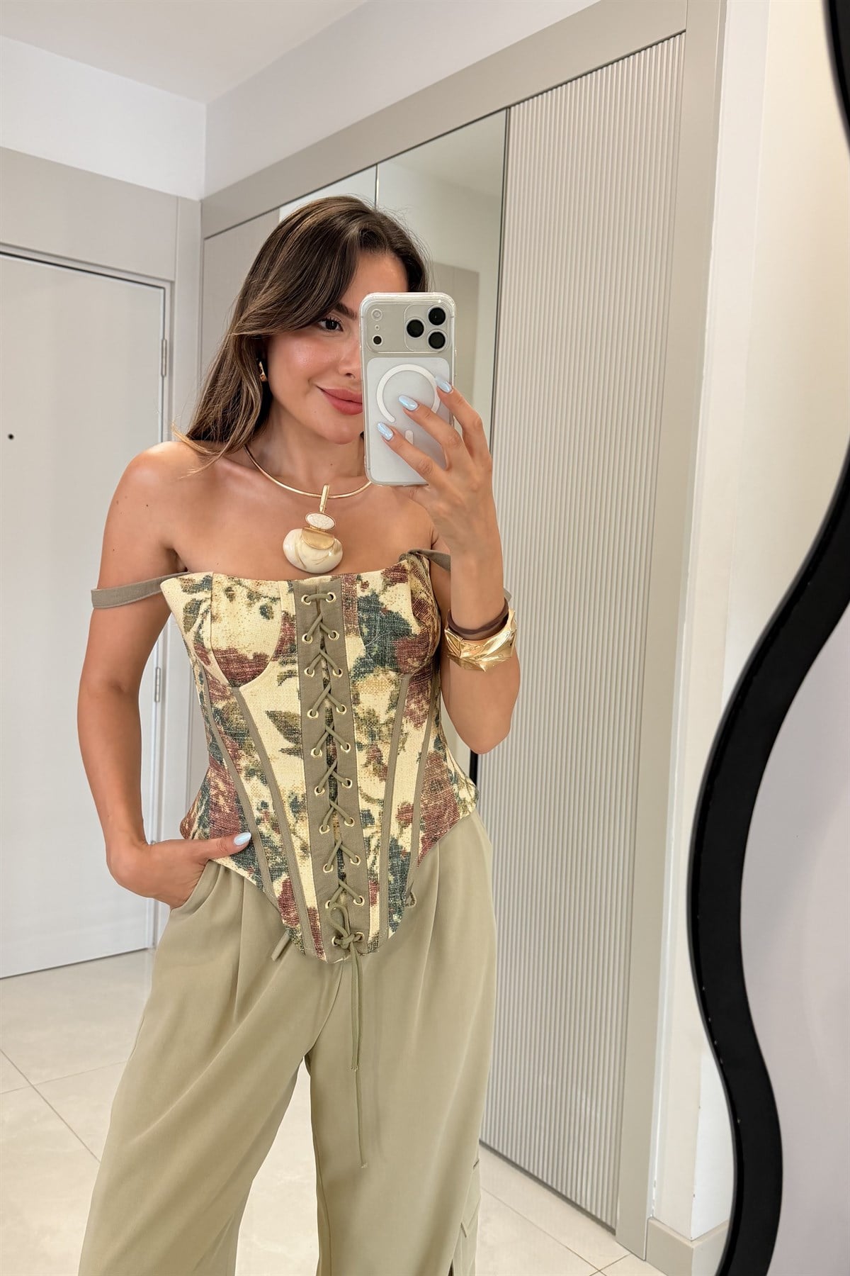 Alexia Vintage Çiçek Baskılı Korse Büstiyer