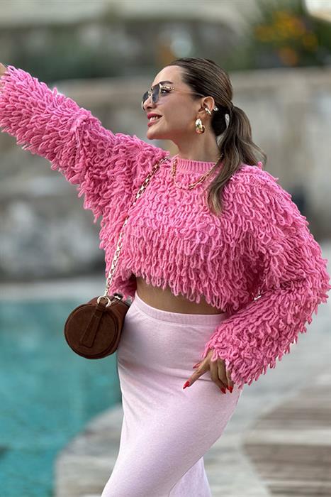 Alicia Püsküllü Pembe Kazak