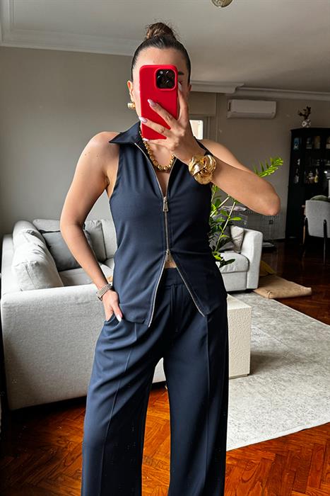 Allison Fermuarlı Body Pantolon Takım - Lacivert