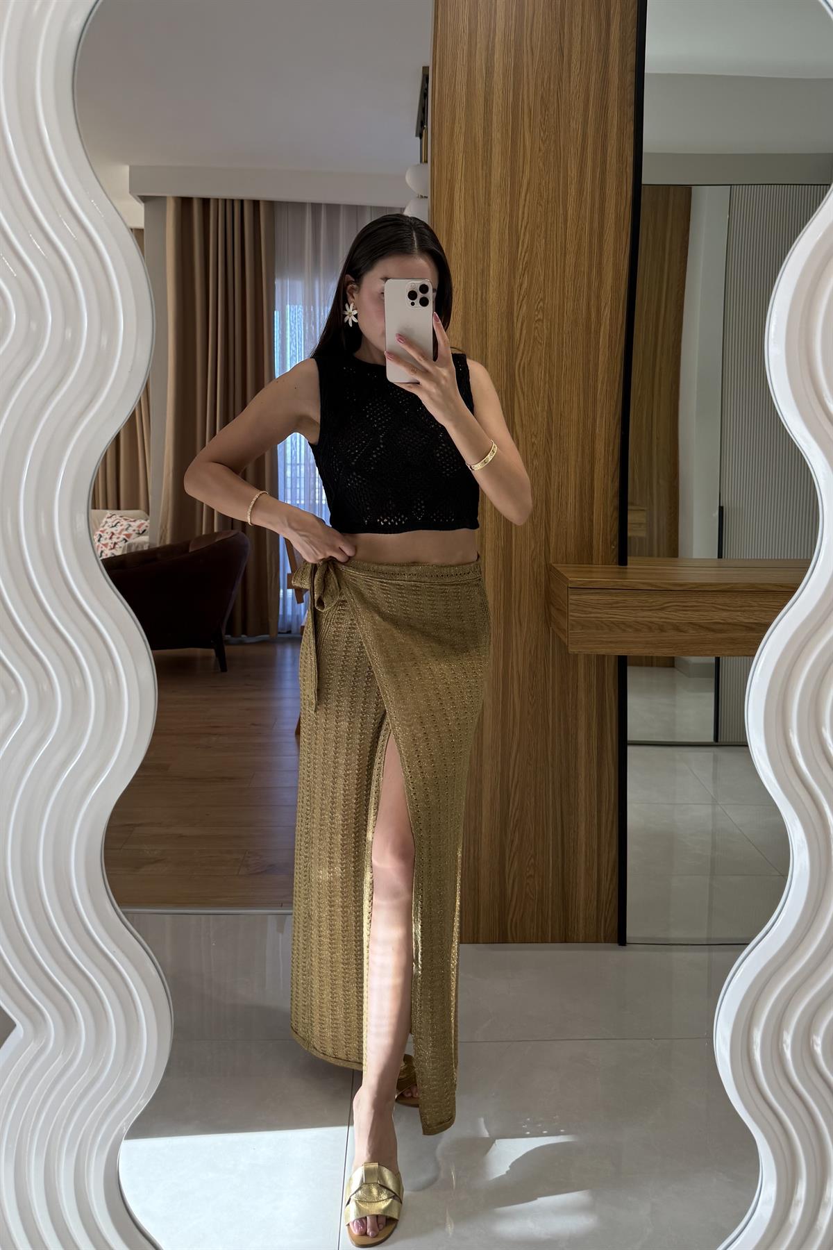 Aloha Simli Asimetrik Plaj Eteği