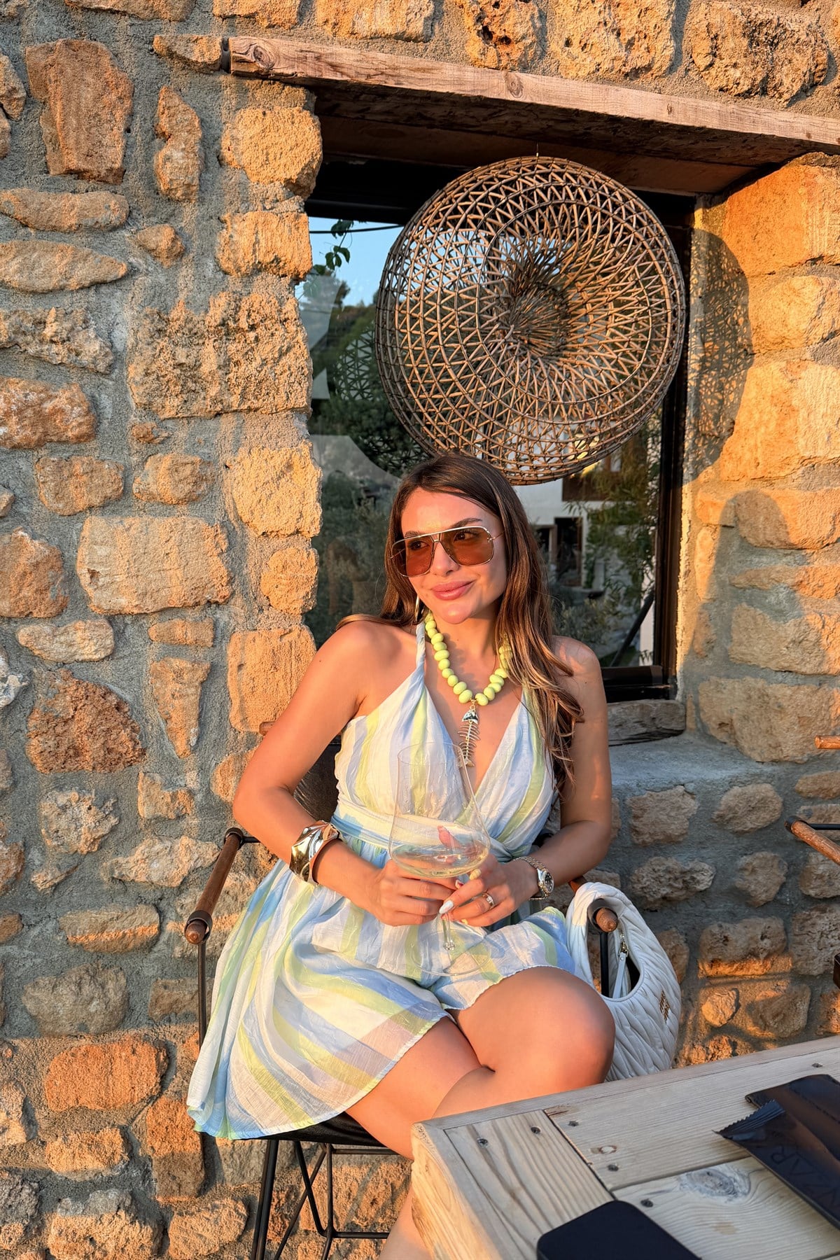 Amazing Mavi Çizgili Mini Elbise