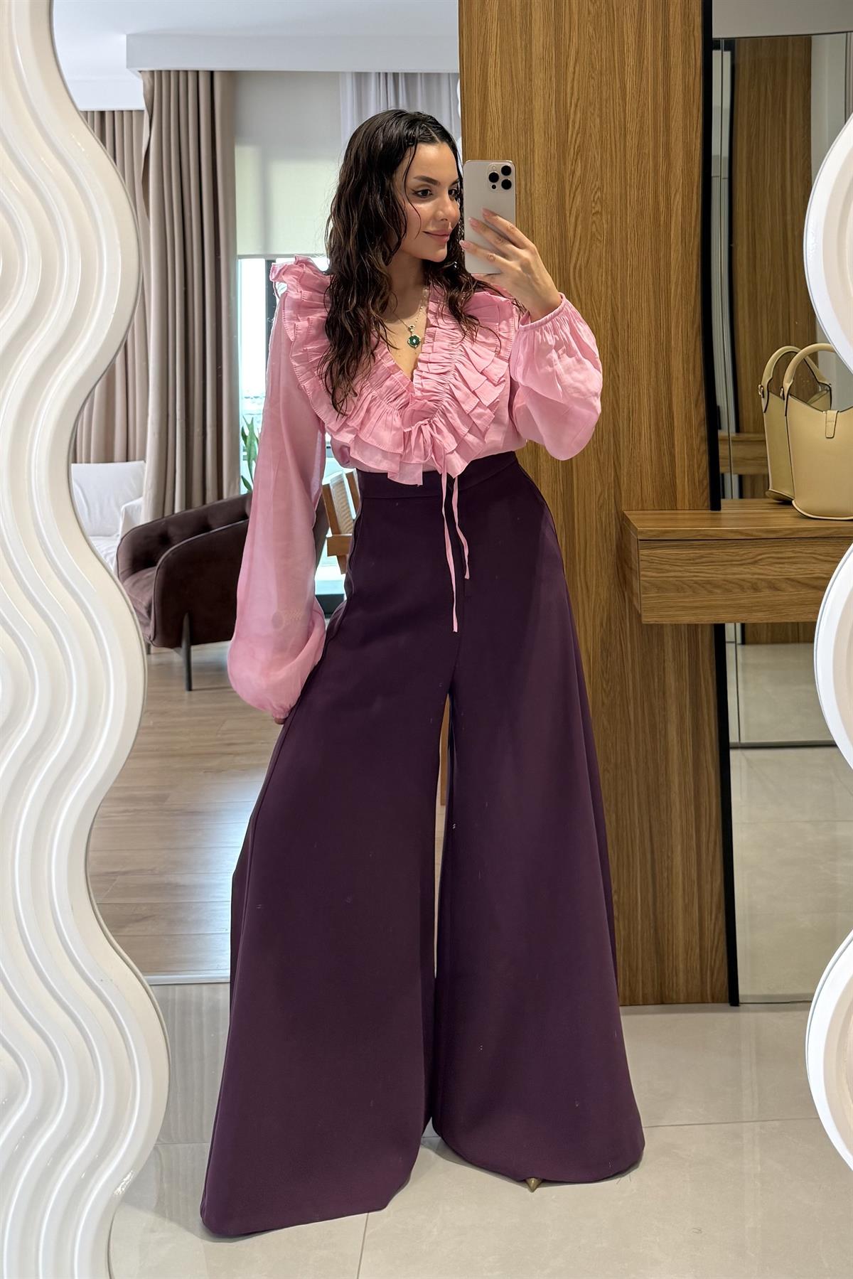 Amely Mürdüm Geniş Paça Pantolon