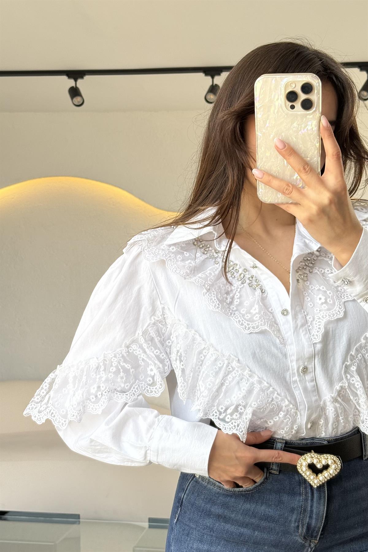 Anderson Dantel Fırfırlı Tasarım Gömlek