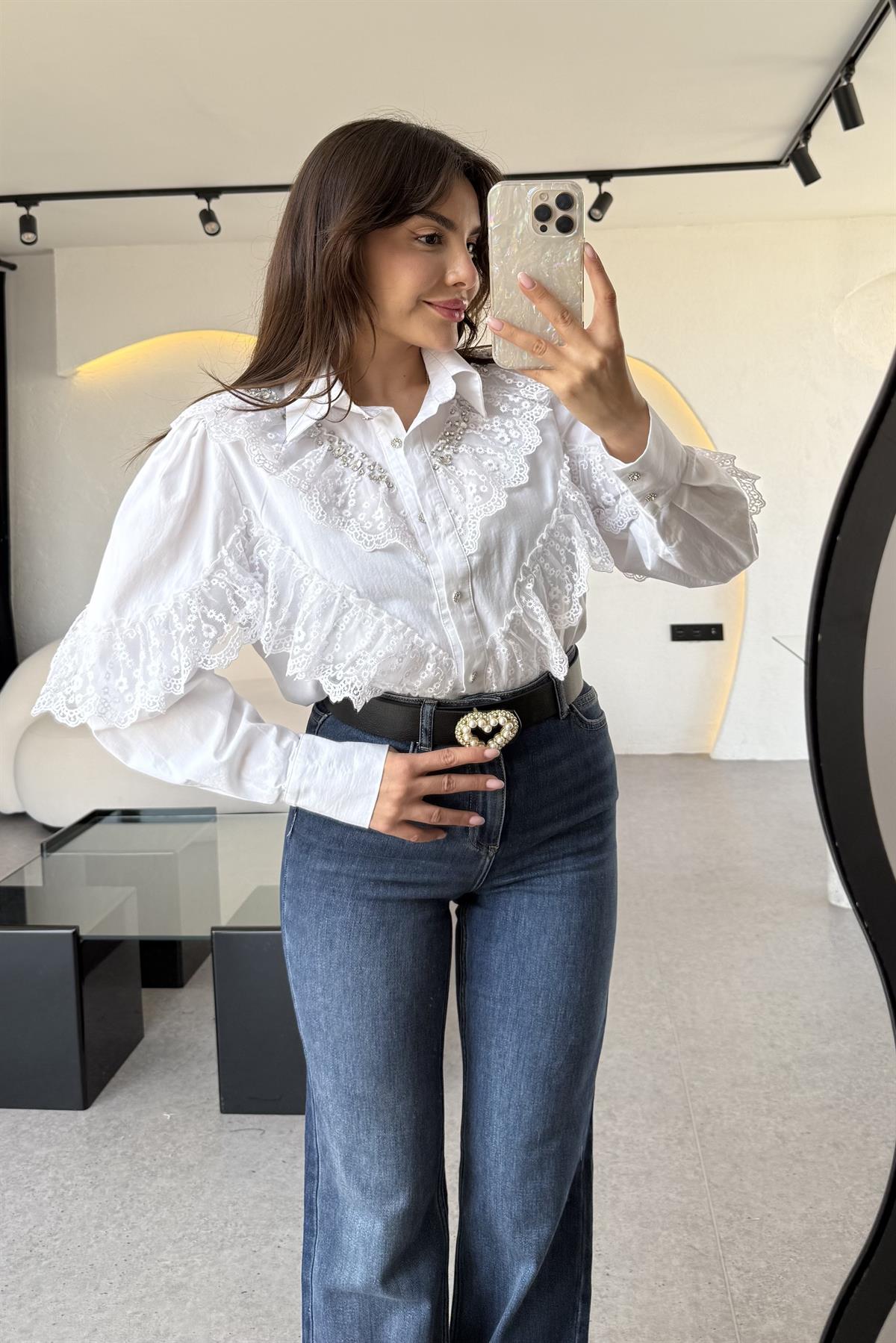 Anderson Dantel Fırfırlı Tasarım Gömlek