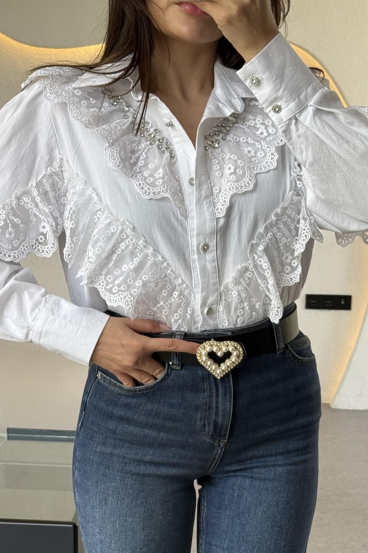 Anderson Dantel Fırfırlı Tasarım Gömlek