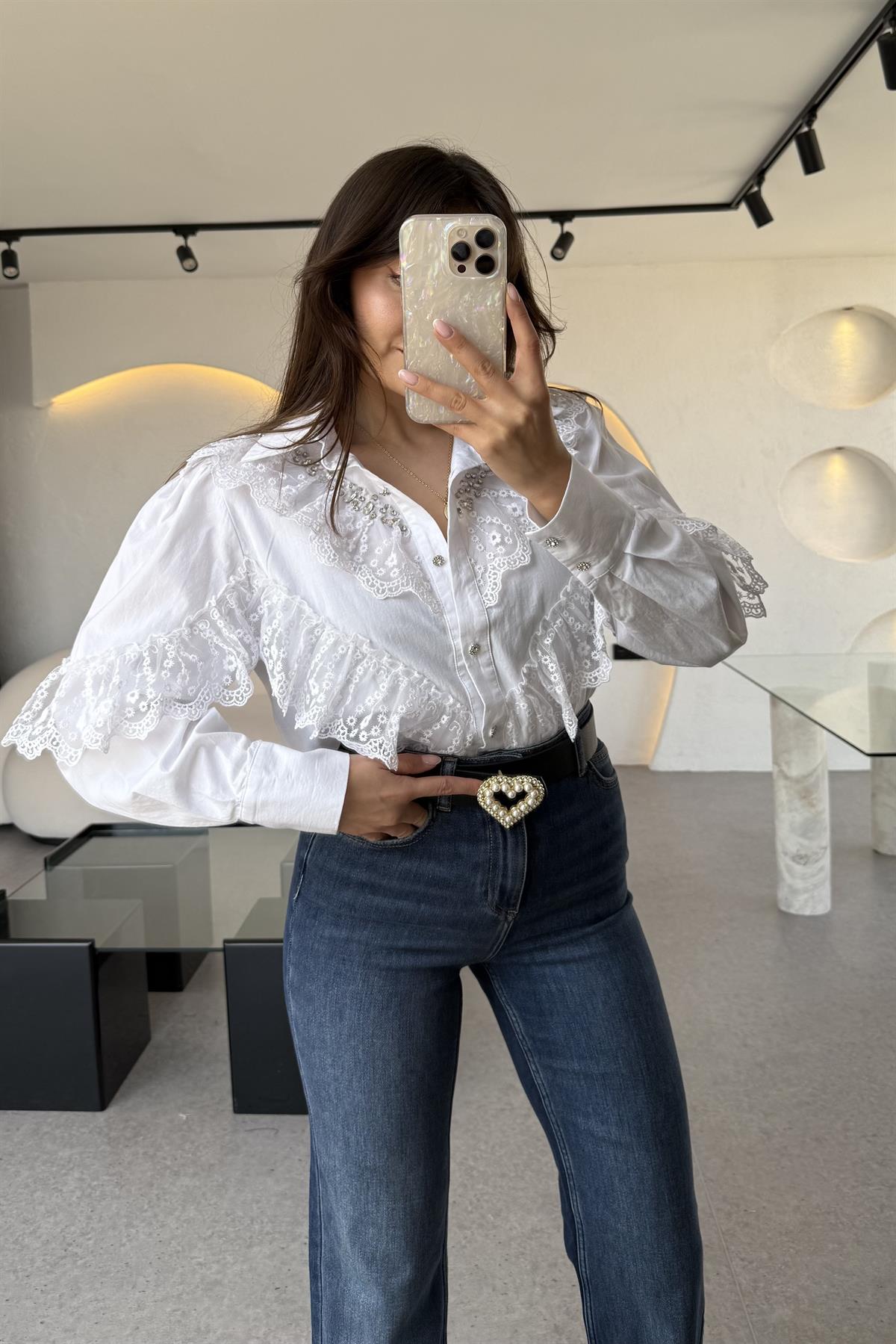 Anderson Dantel Fırfırlı Tasarım Gömlek