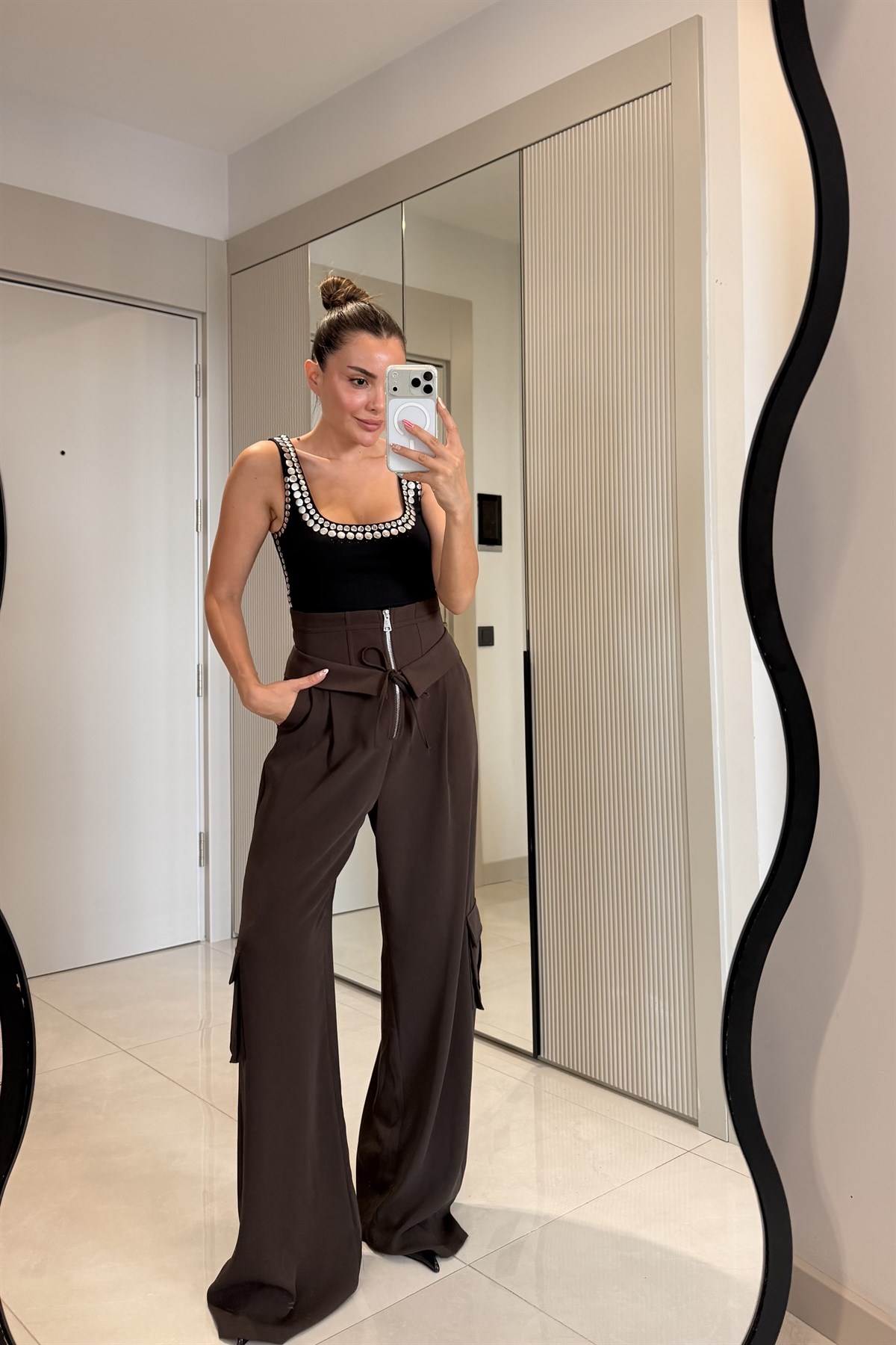 Andrea Kahve Tasarım Kargo Pantolon