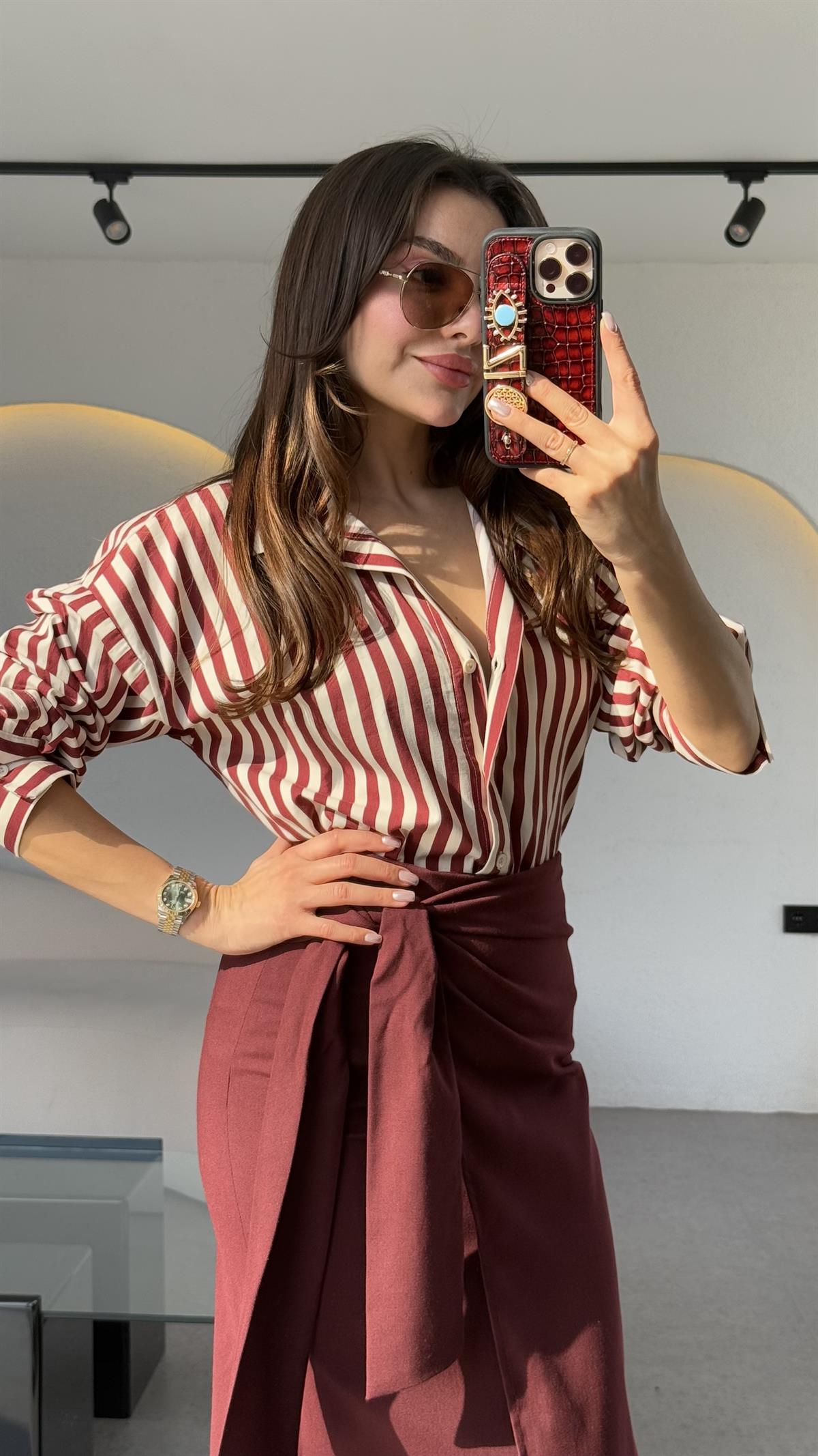 Andrej Kırmızı Şeritli Gömlek