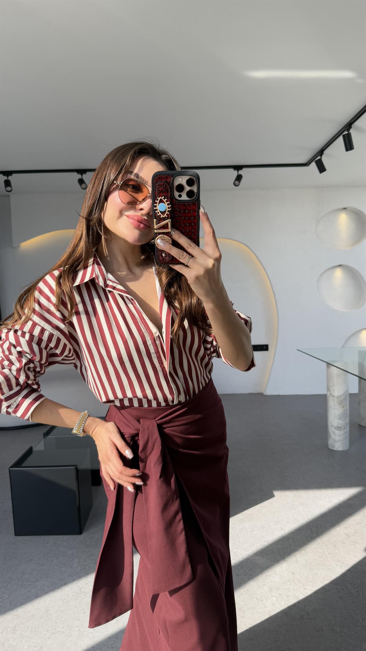 Andrej Kırmızı Şeritli Gömlek