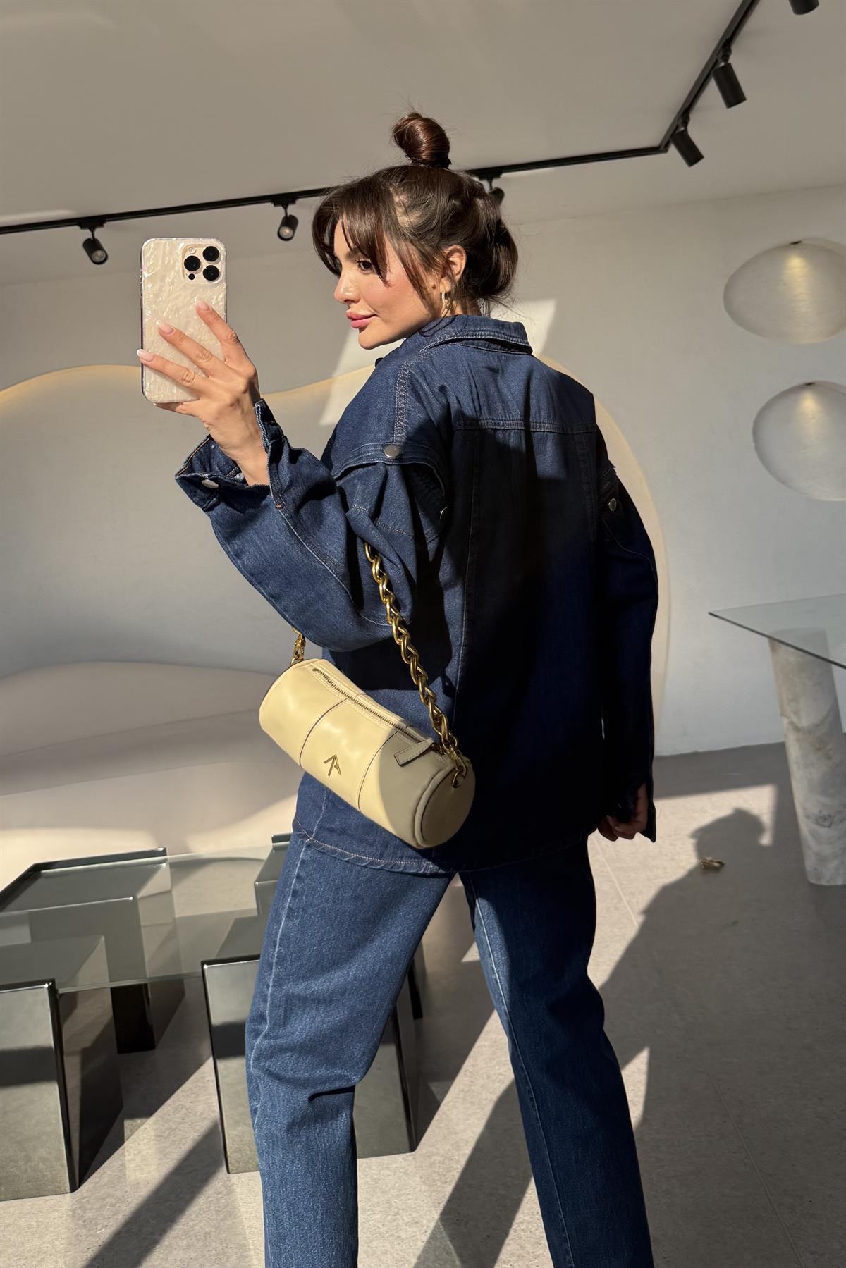 Angelina Tasarım Kot Gömlek