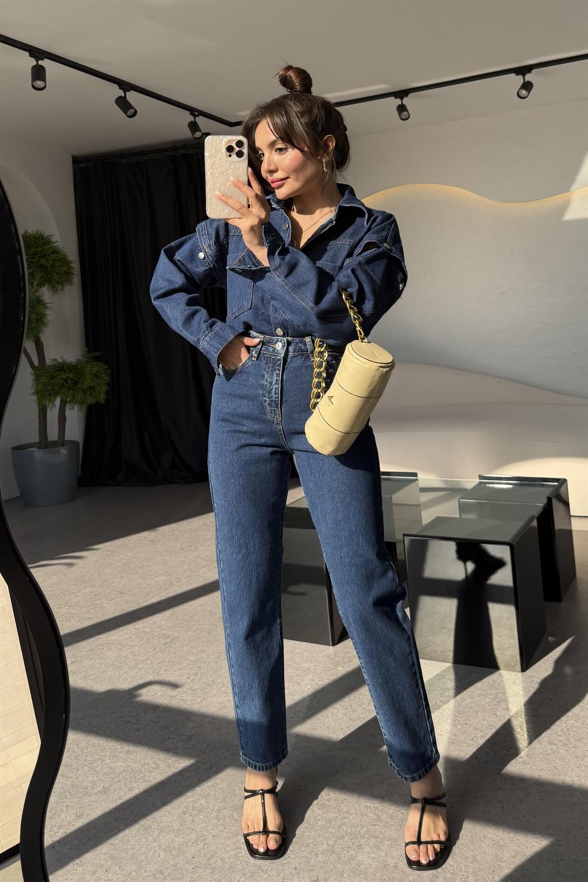 Angelina Tasarım Kot Gömlek