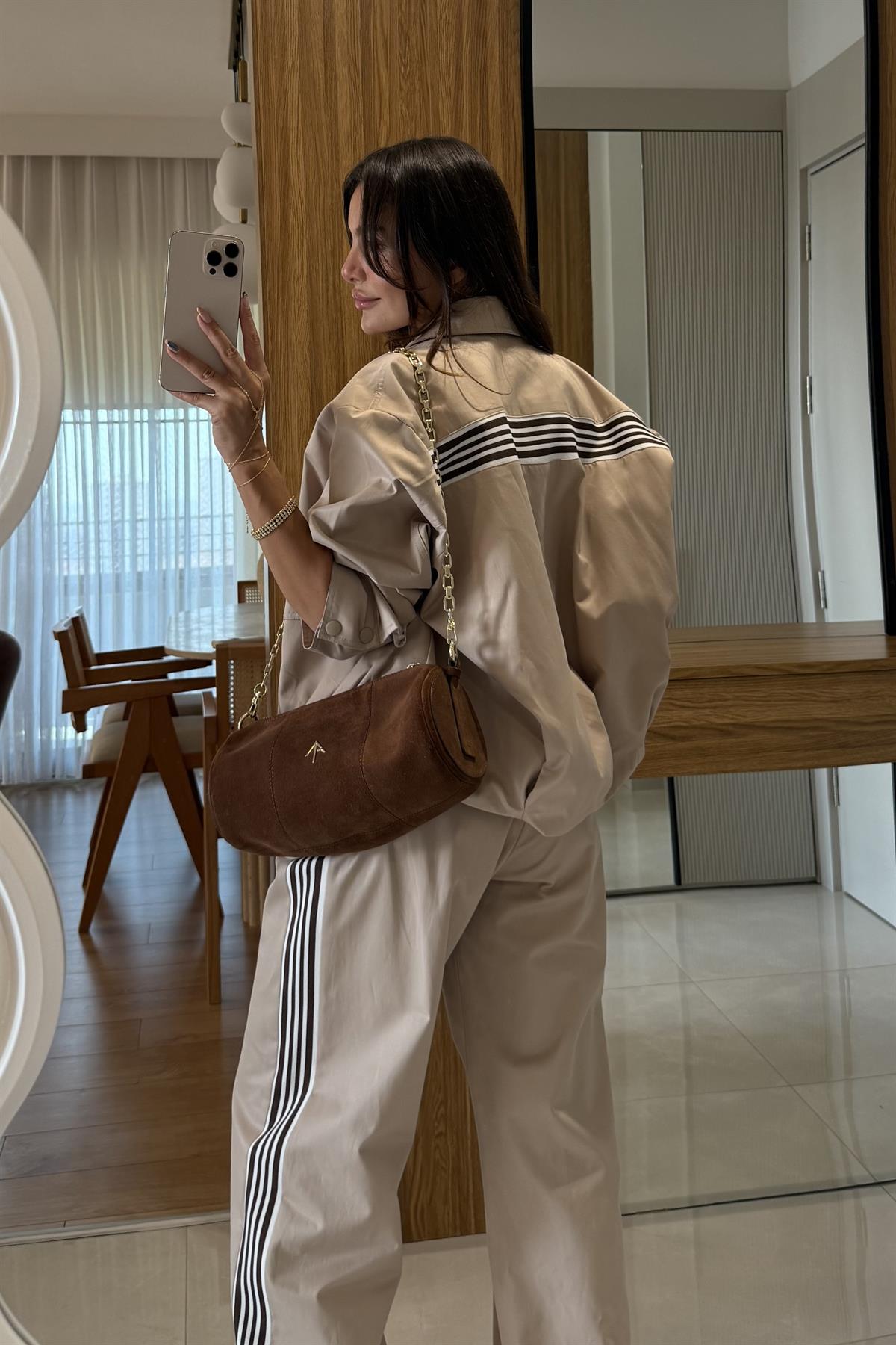 Angus Şeritli Camel Bomber Ceket