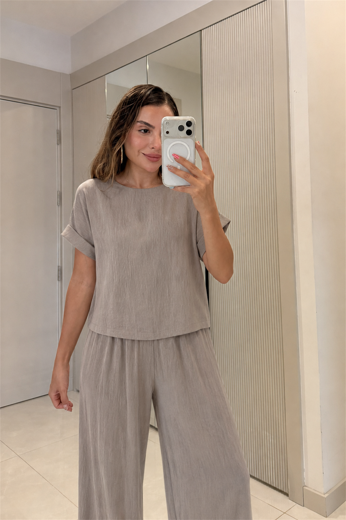 Aniston Vizon Bluz Pantolon Takım