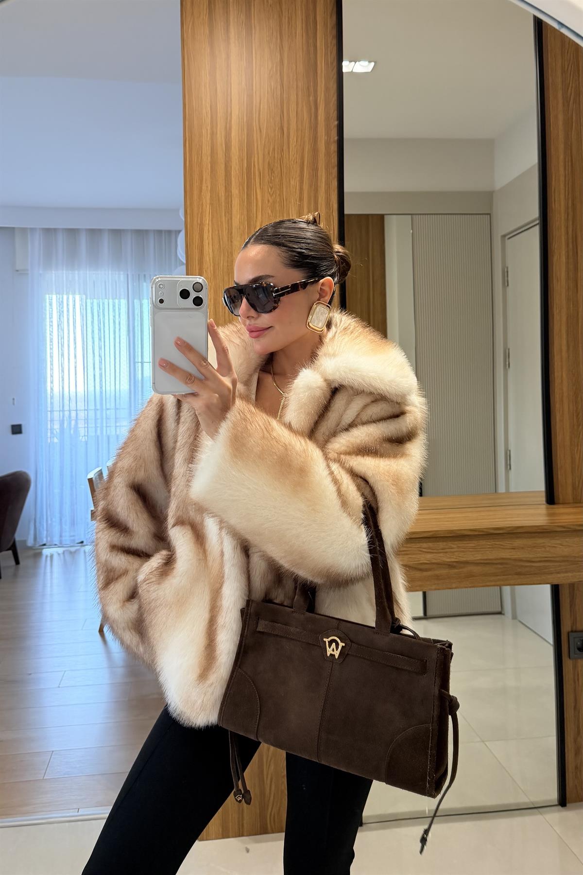 Annica Ekru Premium Renk Geçişli Kürk